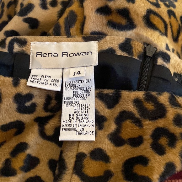 Rena Rowan leopard cheetah print fuzzy fur skirt 14 lined - Picture 2 of 5